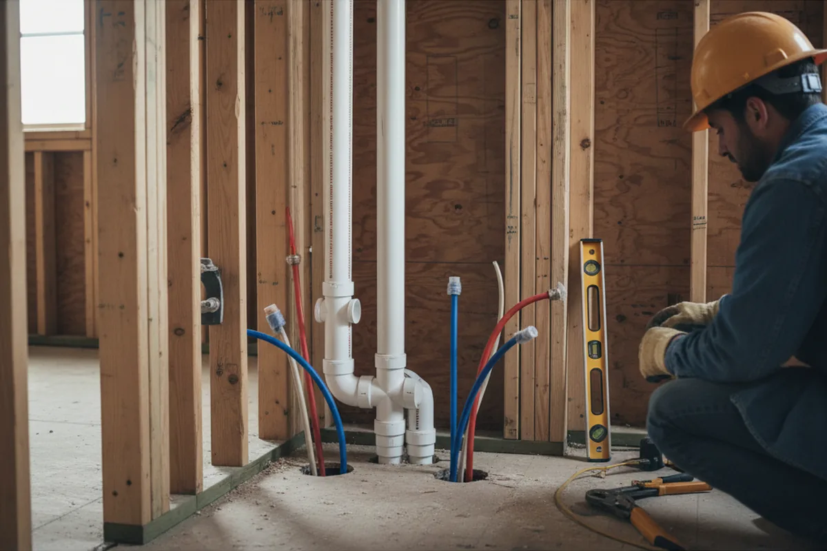Drain and supply rough-in during Garbage Disposal Repair in Woodland Hills
