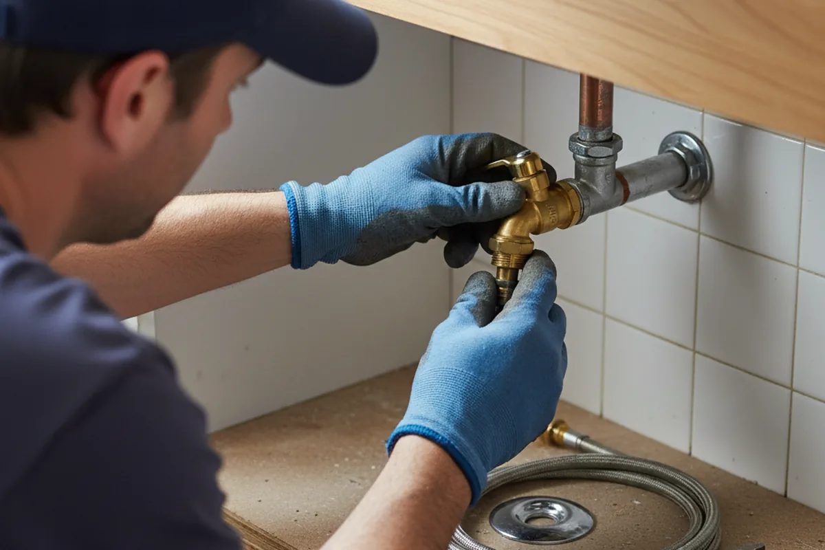 Shutoff valve and fitting work during Burst Pipe Repair in Woodland Hills